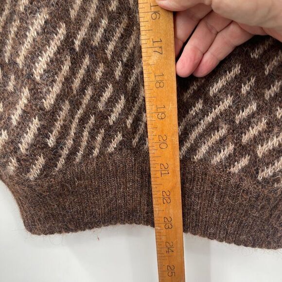 Escada Brown Cream Wool Alpaca Blend Patterned Knit Cardigan Sweater Size 38 - Picture 9 of 10